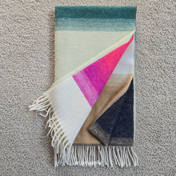 NWOT J. Crew Scarf With Ombre Stripes Italy Wool Blend - Picture 3 of 14